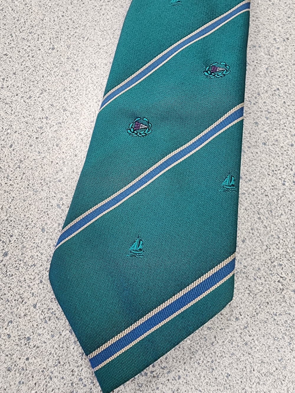 Vintage Derby Finest Quality Green Regimental Striped Tie West Germany